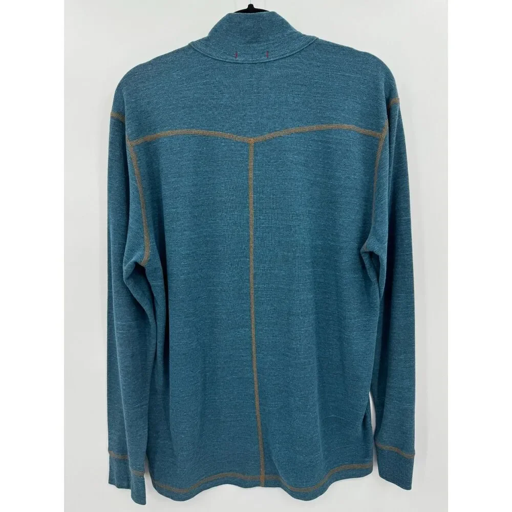AGAVE Blue Julias Long Sleeve Quarter 1/4 Zip Pullover Sweater Size L